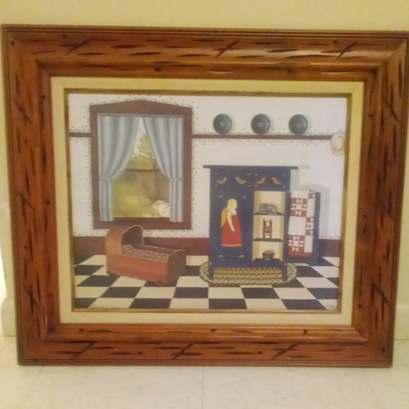 1983 Pat Pearson "Peeking In" Farmhouse Folk Art Limited Print #37/1150 Framed - Picture 1 of 12